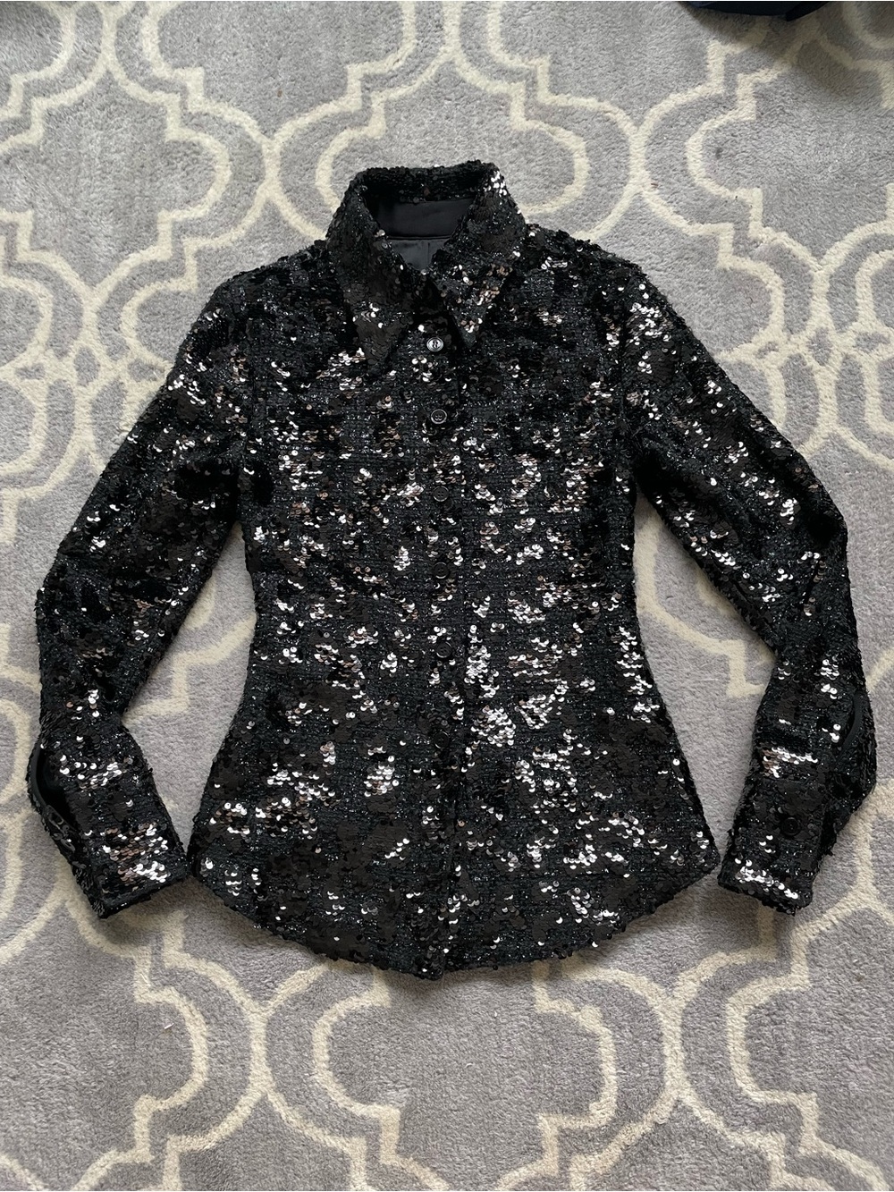 Recto Black Sequin Button Up Size XS Women’s